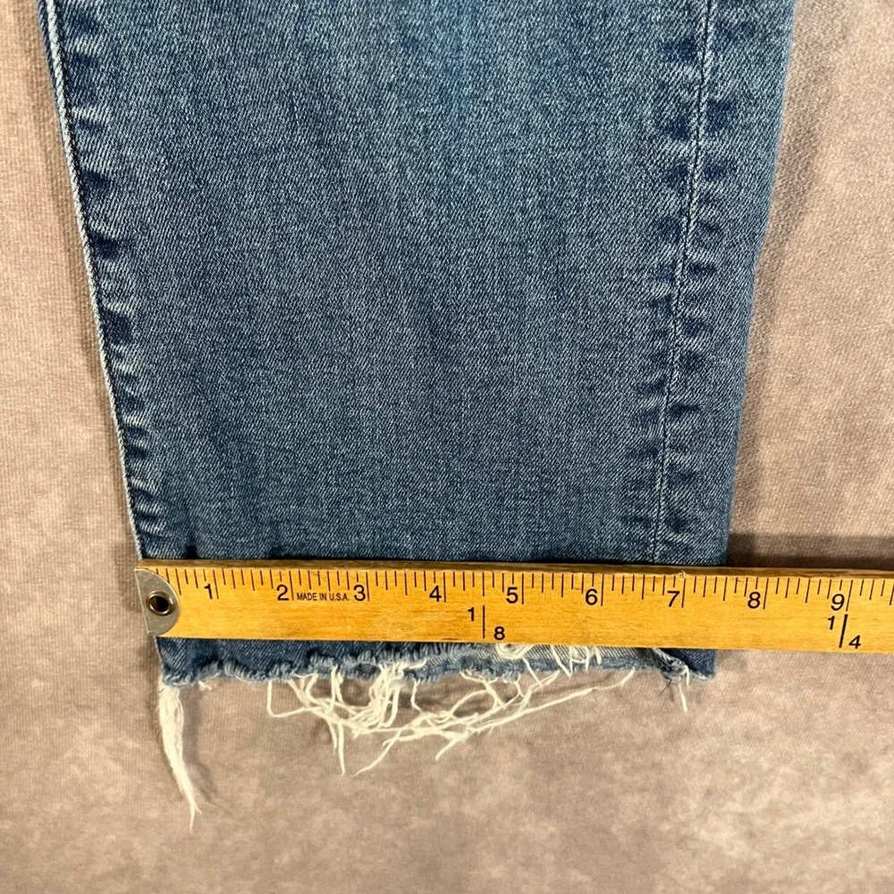 Pistola High Rise Straight Leg Jeans Womens 27 Medium Wash Blue Raw Hem Distress